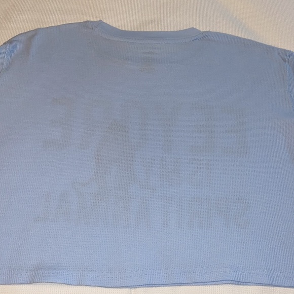 Disney EEYORE Cropped Waffle Tee Long Sleeves Oversized Size Small Baby Blue - Picture 8 of 10